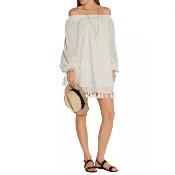 Apiece Apart Tewa White Balloon Sleeve Tassel Bottom Dress Size 4 - Picture 5 of 5